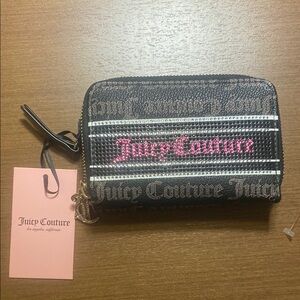 Juicy Couture Double Zip Black and Pink Wallet with bling. Two sections NWT